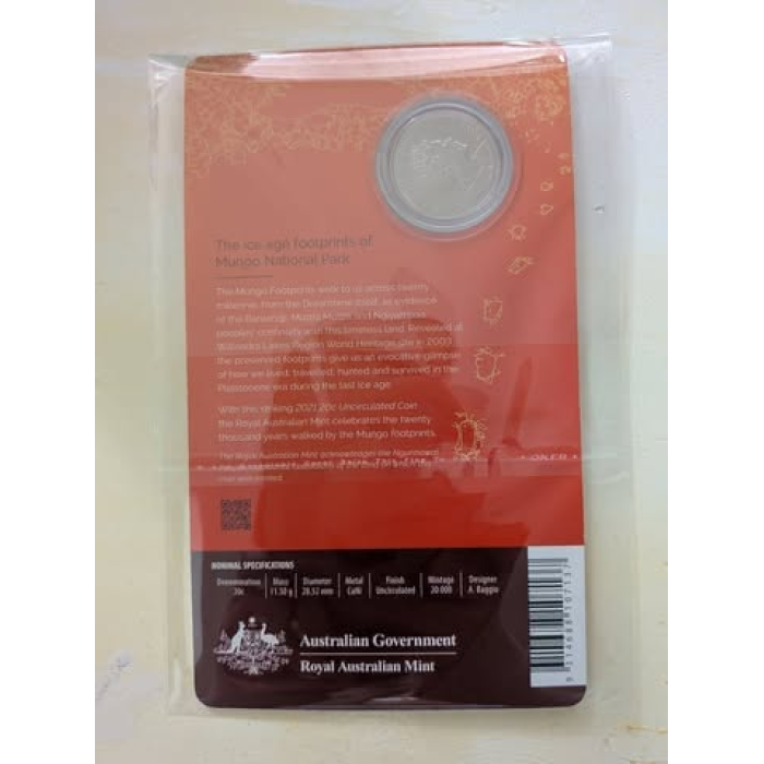 2021    20c Footprints in Time Coin on Card