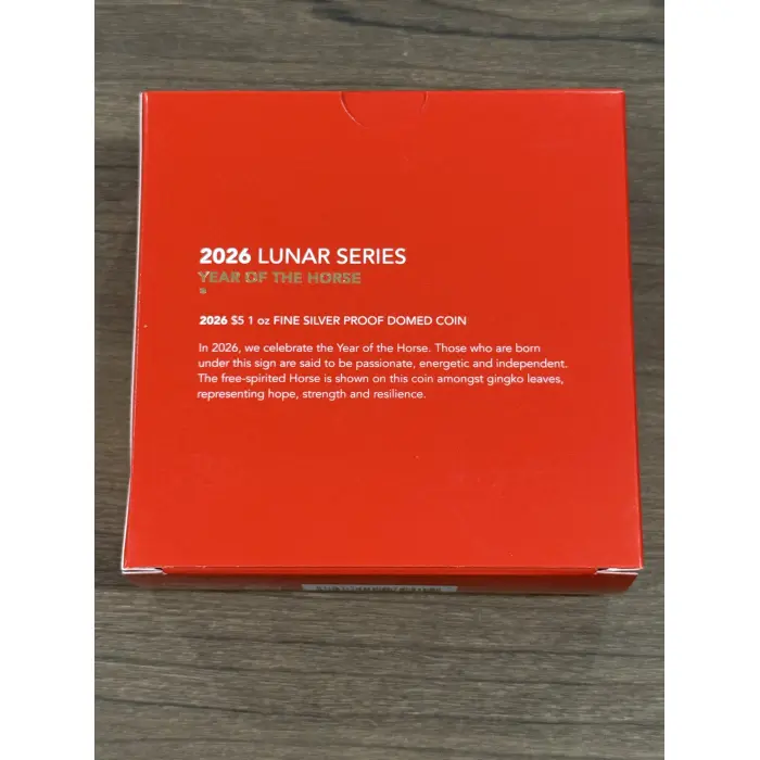 2026 $5 1 oz FINE SILVER PROOF DOMED COIN