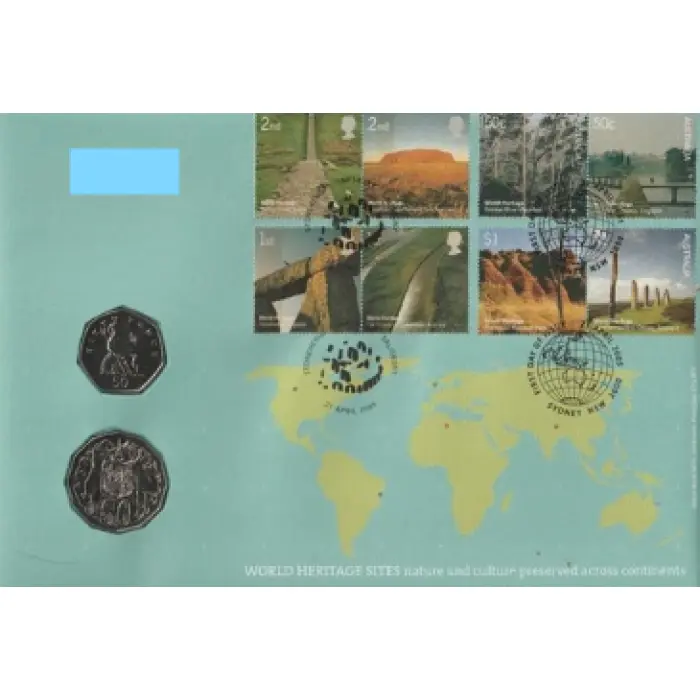 2005  50c & 50p  PNC WORLD HERITAGE SITES AUSTRALIAN & UNITED KINGDOM 