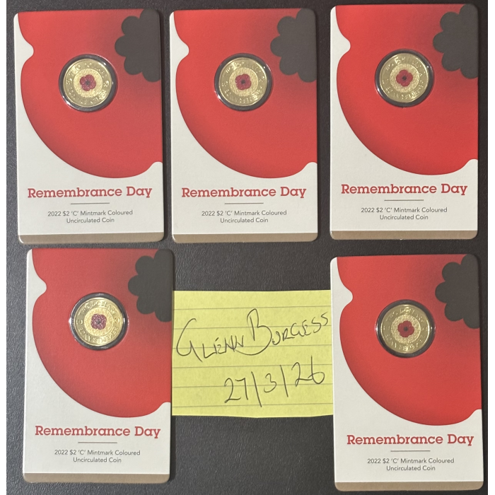 2022 C-MINT RED POPPY $2 COIN WITH CARD