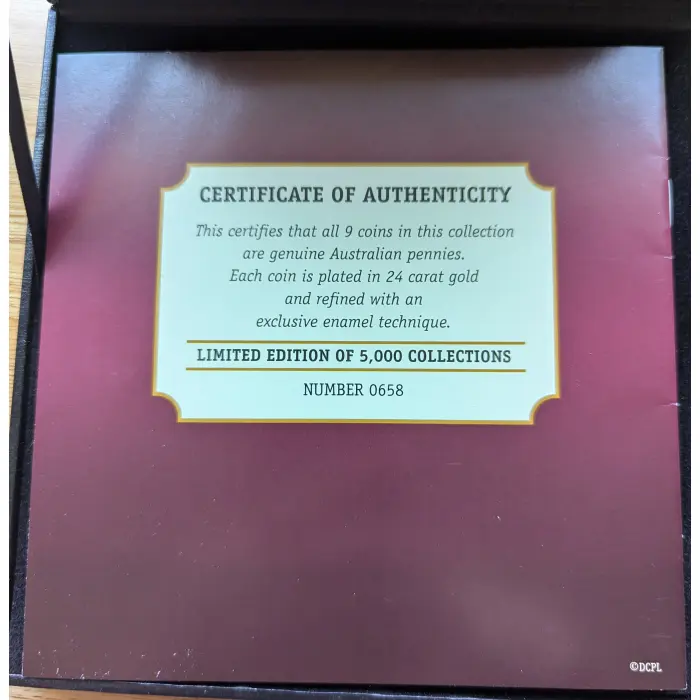 24 Carat Gold Plated People Who Shaped Australia 9 Coin Uncirc Set Limit 5000