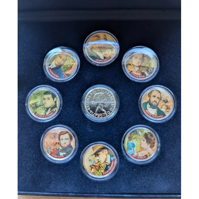 24 Carat Gold Plated People Who Shaped Australia 9 Coin Uncirc Set Limit 5000