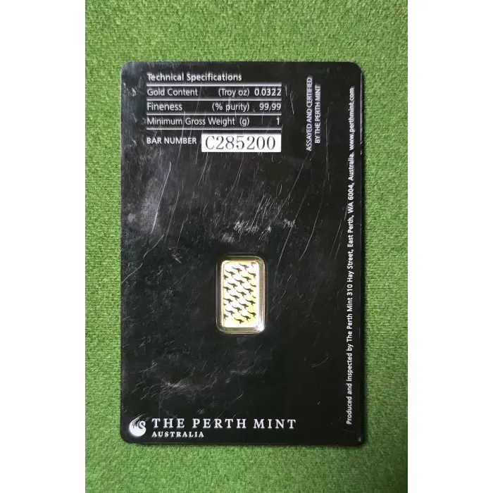 The Perth Mint 1gram pure 99.99 gold bar