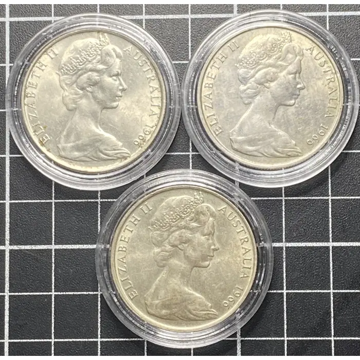 3 x 1966 50 Cent Coins
