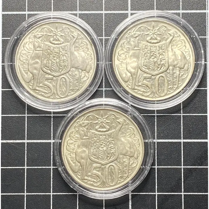 3 x 1966 50 Cent Coins