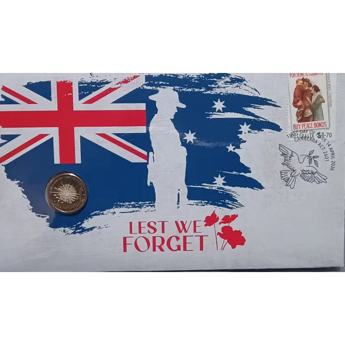 2026 ANZAC Dawn Service - $2 C Mint Card+$2 Lest We Forget+$1 ANZAC (FREE POST!)