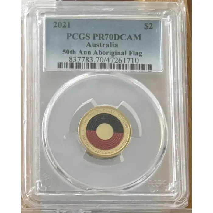 2021 $2 PR70DCAM 50th Anniversary Aboriginal Flag - TOP POP