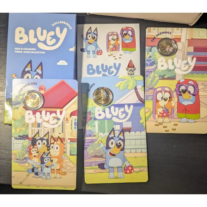 2024 $1 Coloured Bluey Three-Coin Collection