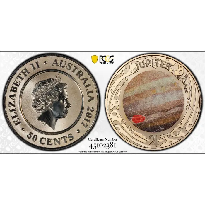 2017 Australian 50c MS70 Planetary Coins Jupiter PCGS - Top Pop