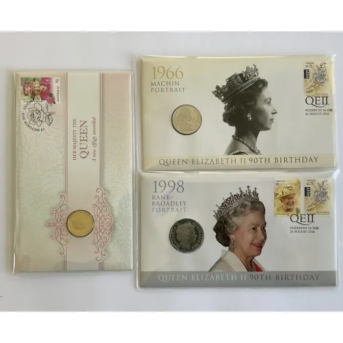 Set of 3 PNC's Queen Elizabeth II  Inc 2016 Machin 20c, IRB 50c & Effigy $1 