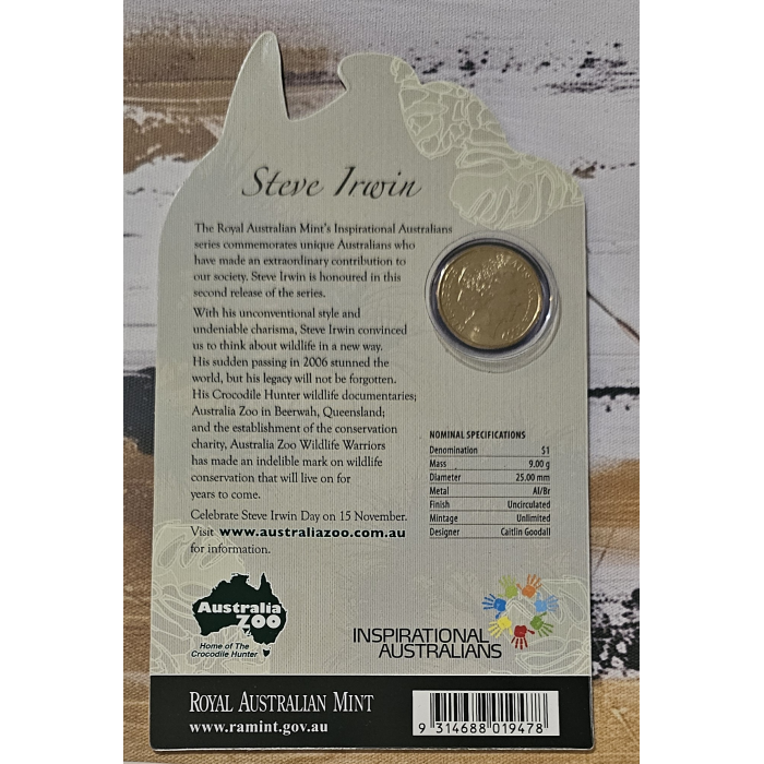2009 Inspirational Australians - Steve Irwin - $1 Uncirculated RAM Coin