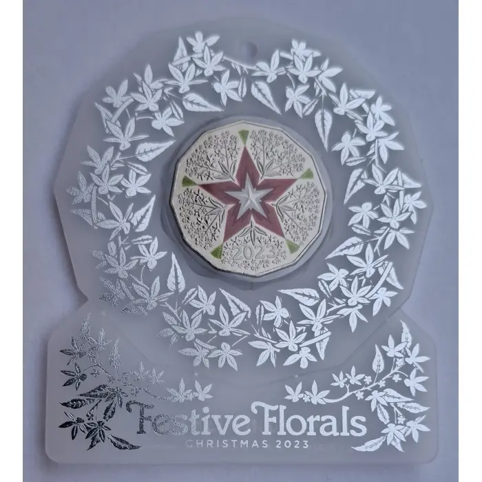 2023 50c Christmas Festive Florals- White Carded Coin