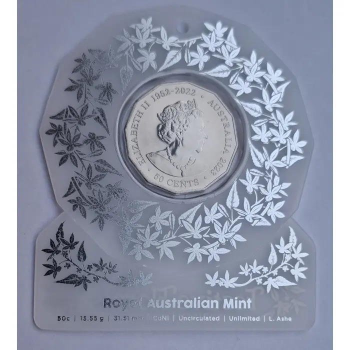 2023 50c Christmas Festive Florals- White Carded Coin