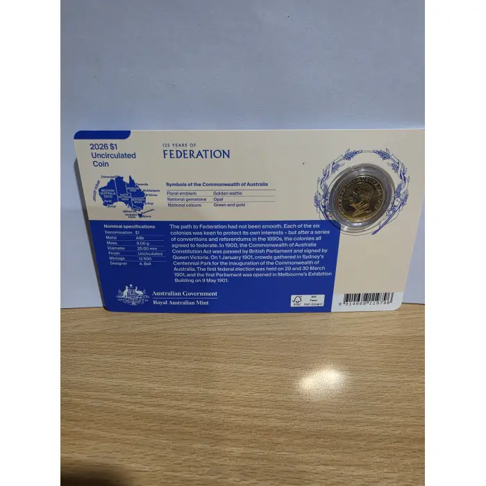 2026 125 year's of Federation. $1 Commonwealth coin