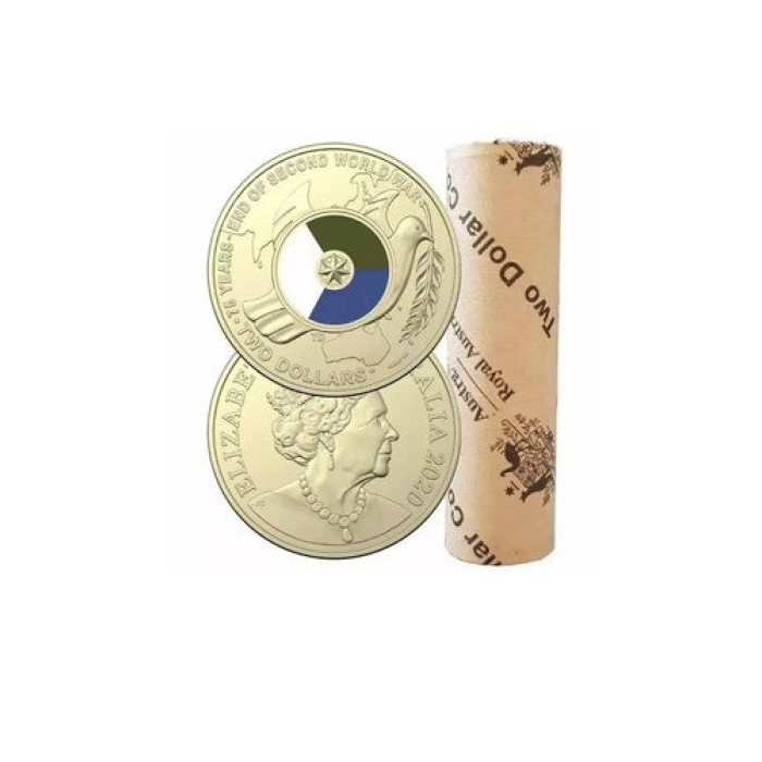 2020 $2 75th Anniversary End of WW2 RAM Roll - Includes Protective Tube & Sticke