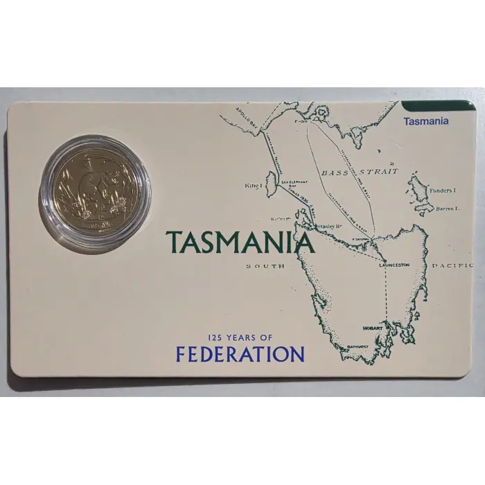 125 Years Of Federation Tasmania Coin in Card