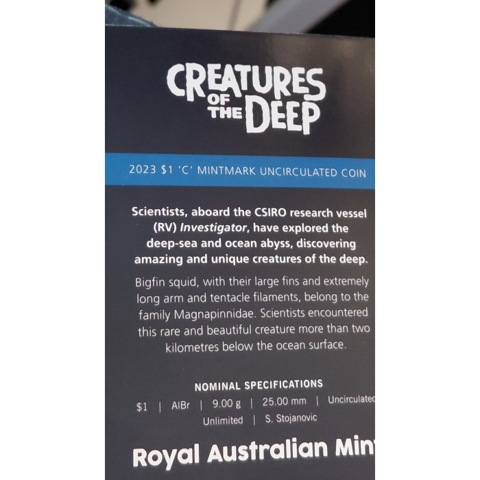 Creatures of the deep -  2023 $1 C mintmark unc. coins set of five carded coins 