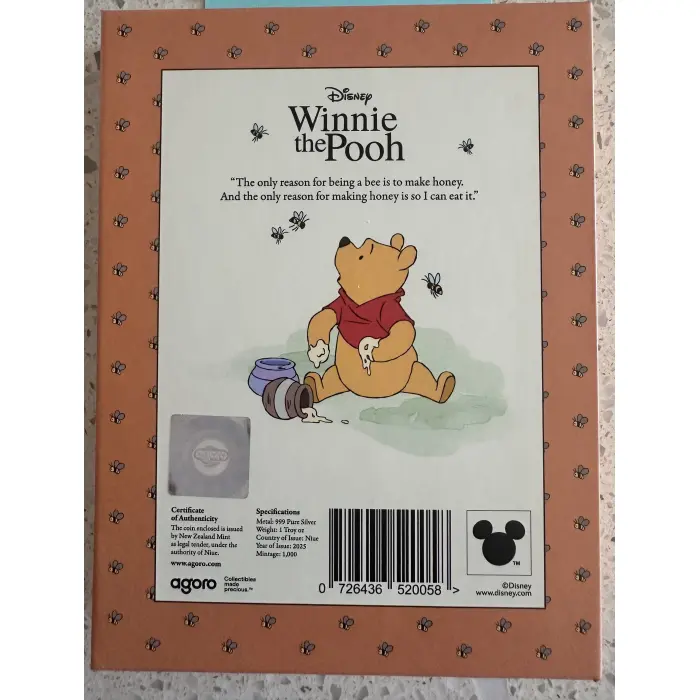2025 Disney Winnie the Pooh - For the Love of Hunny 1 oz Silver Agoro