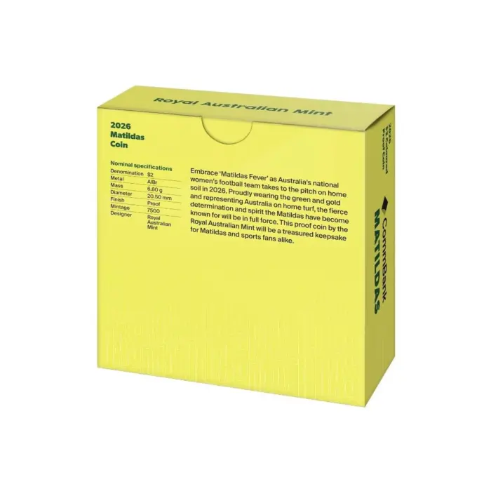 2026 $2 Two Dollar Matildas Coloured Proof Australian Coin