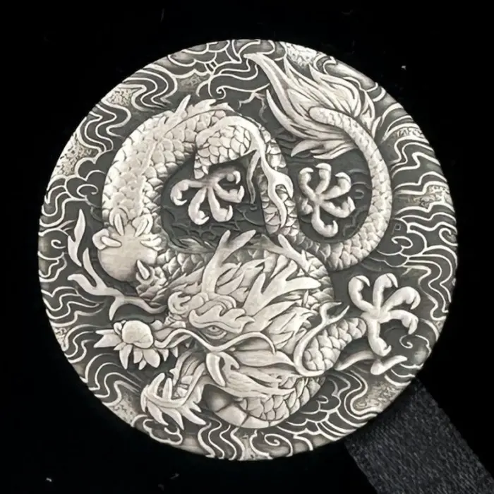 2022 Chinese Myths and Legends Dragon 2oz Silver Antiqued Coin