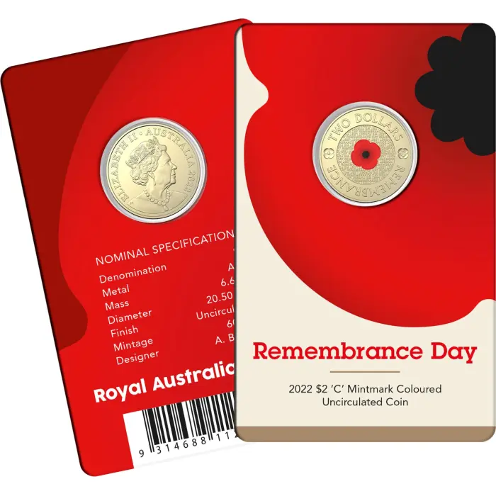2022 $2 Red Poppy ‘C’ Mintmark Coin