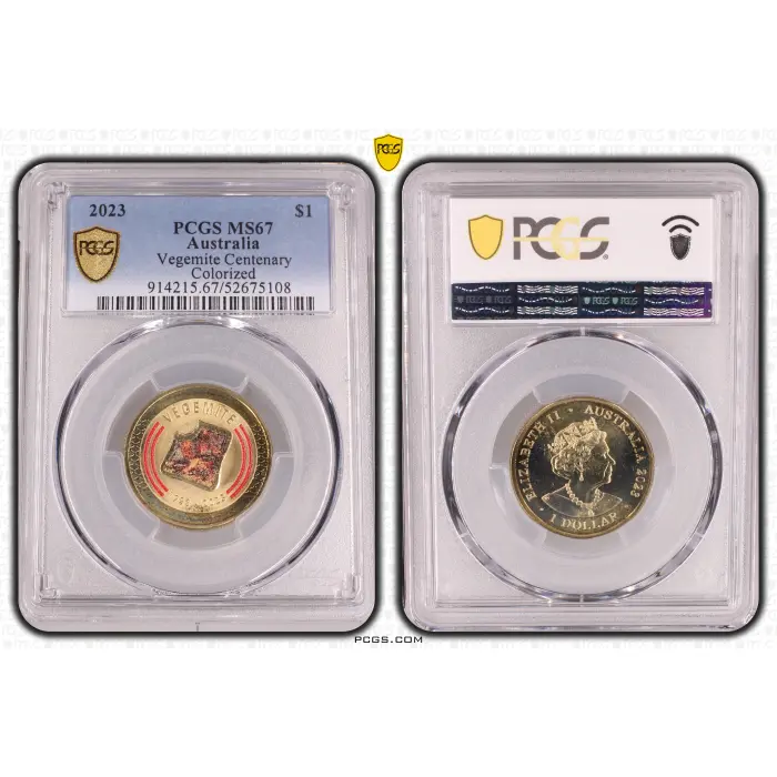 MS67 2023 $1 VEGEMITE CENTENARY COLORIZED