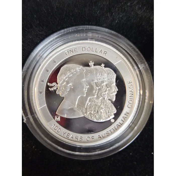 100 years of coinage fine silver $1 proof coin M privy