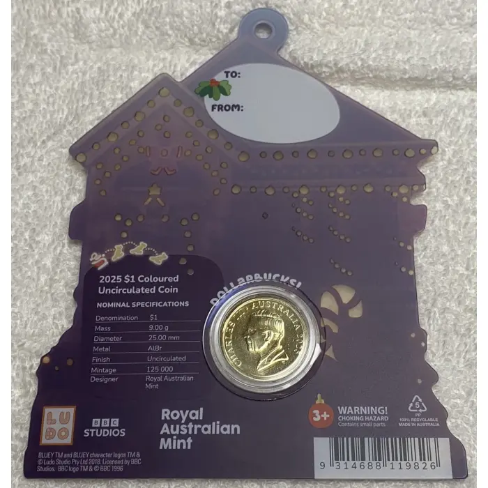 2025 $1 uncirculated Bluey Christmas Coin