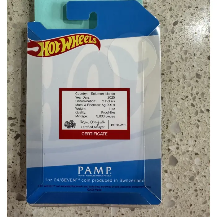 2025 Hot Wheels 1oz Silver coloured shaped coin