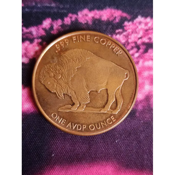 1 oz .999 fine copper round circulated condition 