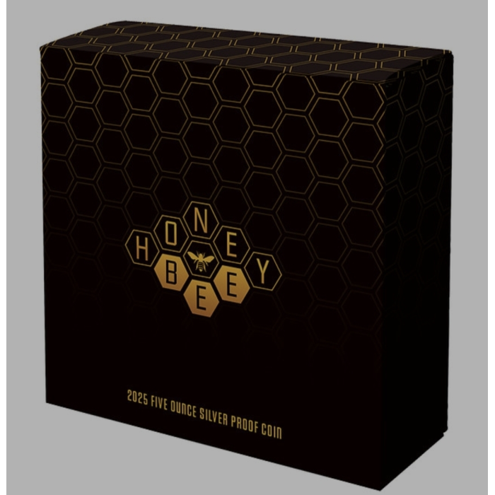 Honey Bee 5oz Gold Plated .999 Silver Proof Coin $10 Niue 2025