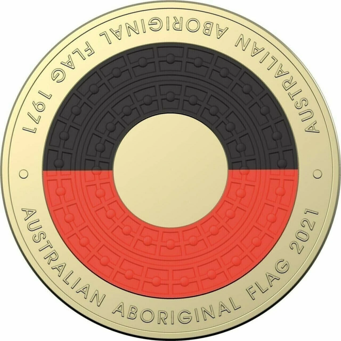 Aboriginal Flag 2021 Red Black Two Dollar $2 Coloured Coin Australia Rare - UNC