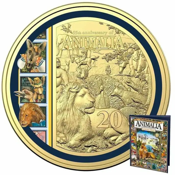 2021 RAM 35th Anniversary of Animalia 20c Gold Plated Colour Printed UNC