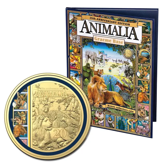 2021 RAM 35th Anniversary of Animalia 20c Gold Plated Colour Printed UNC