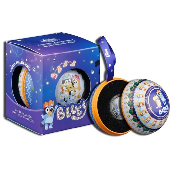 2025 $1 Bluey Christmas Silver Coloured Proof Coin