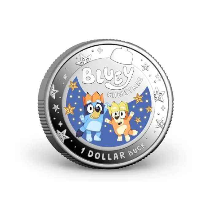 2025 $1 Bluey Christmas Silver Coloured Proof Coin
