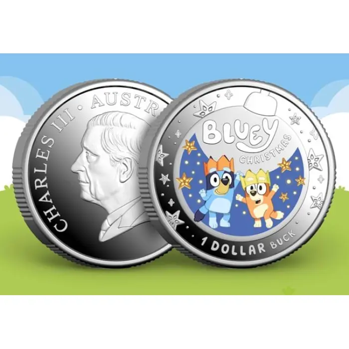 2025 $1 Bluey Christmas Silver Coloured Proof Coin