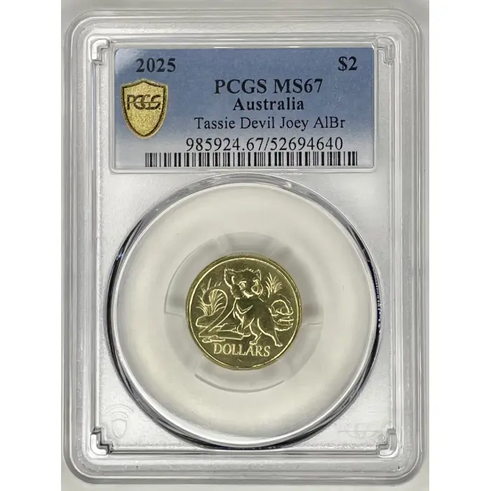2025  $2 PCGS MS67 Australia Tassie Devil Joey AlBr