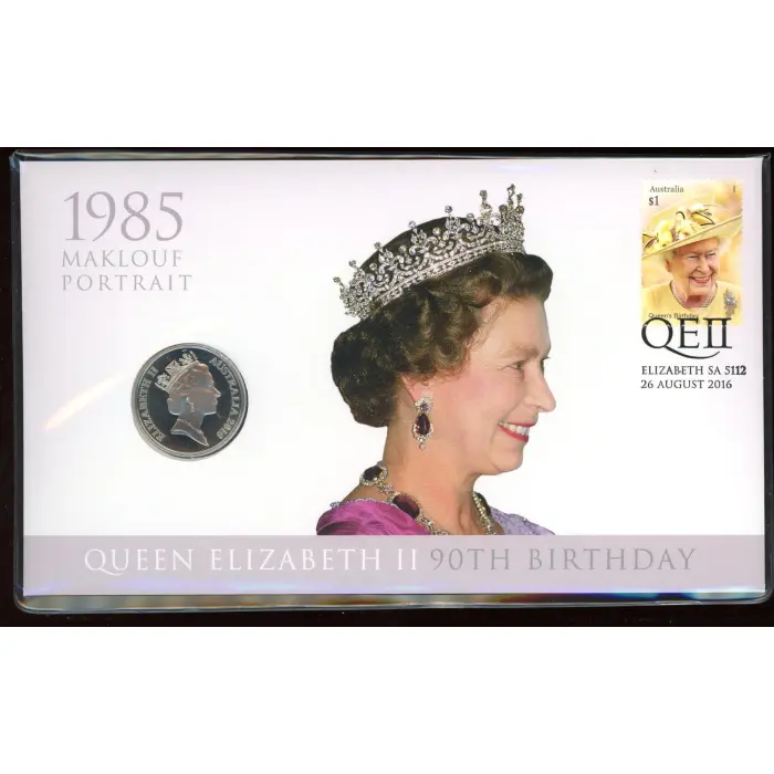 2016 Issue 23 Queen Elizabeth 90th Birthday 1985 Maklouf Portrait PNC FROSTED