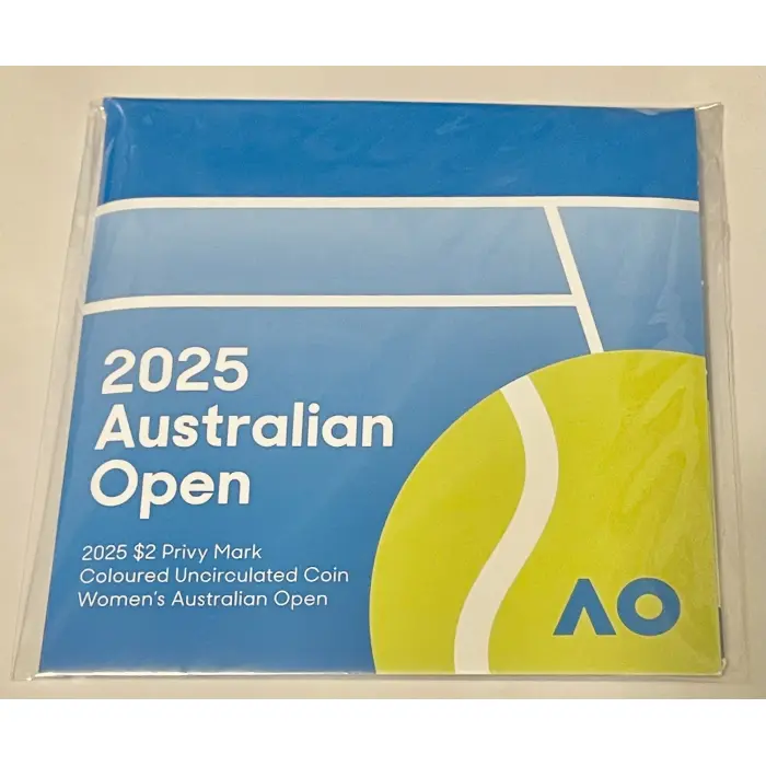 2025$2 Privy Mark Coloured Uncirculated Coin Women's Australian Open, SEALED 