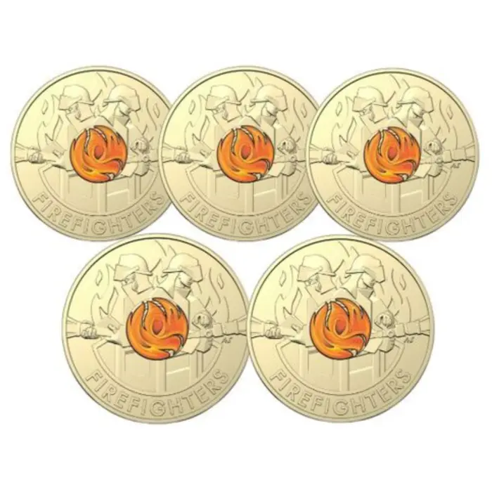 2020 $2 firefighter coin, ram bag of 5