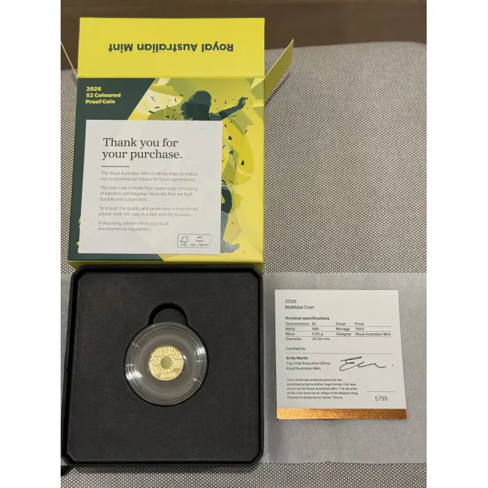 2026 $2 Matildas Colour Proof Coin
