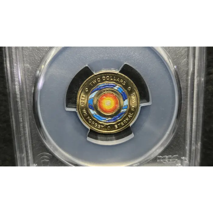 2018 C Lest We Forget Eternal Flame colourised MS67 $2