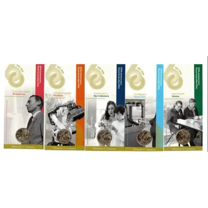 5 x 2025 $1 60th anniversary of royal australian mint c mintmark all cards