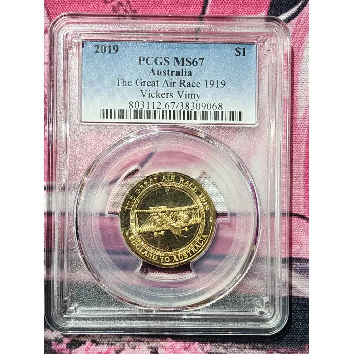 2019 PCGS MS67 Australia The Great Air Race 1919 Vickers Vimy