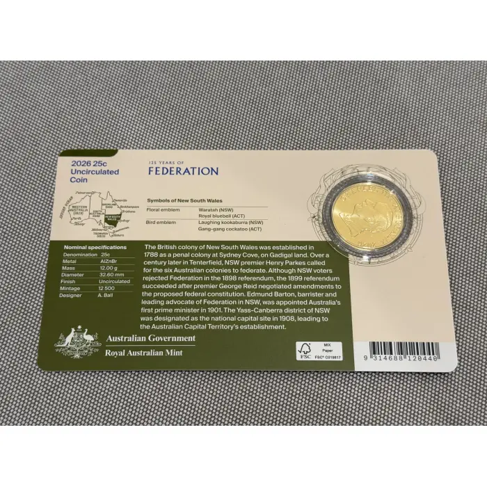 2026 25c - NSW - 125 Years of Federation