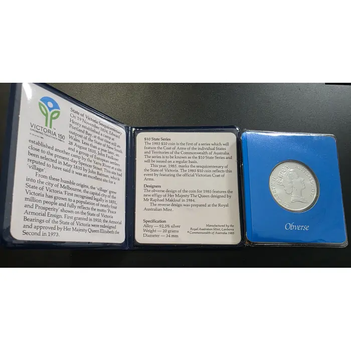 1985- "Victoria" State Series - Silver $10 Coin