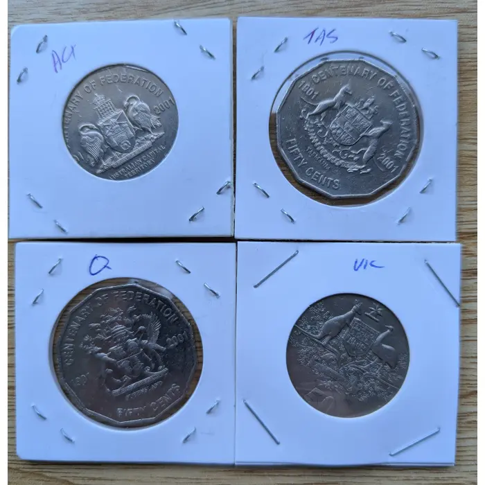 4 x 50 Cent Coins Centenary of Federation
