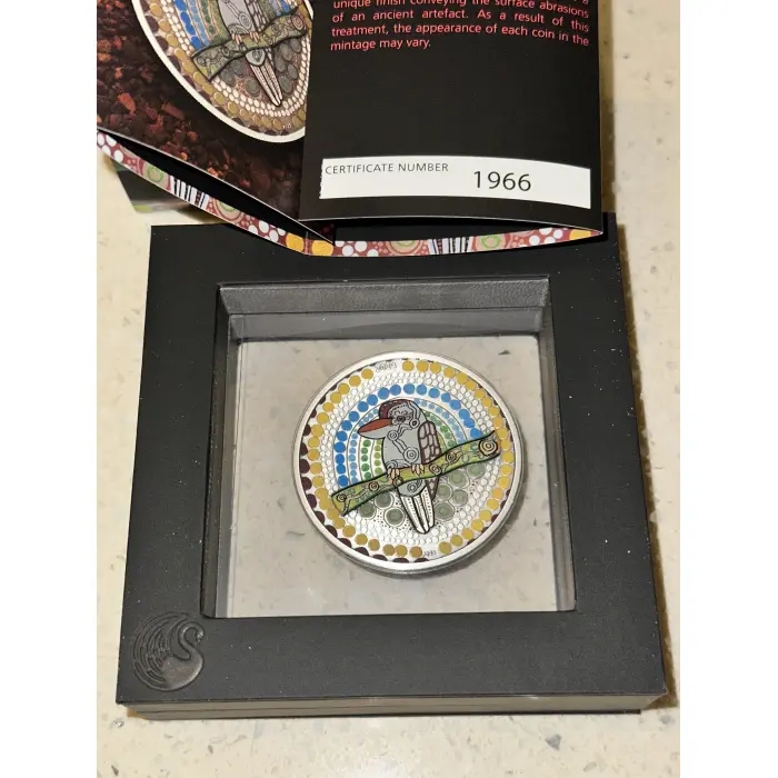 2024 2oz Silver Antiqued Coloured Coin Kaa Kaa Kookaburra 