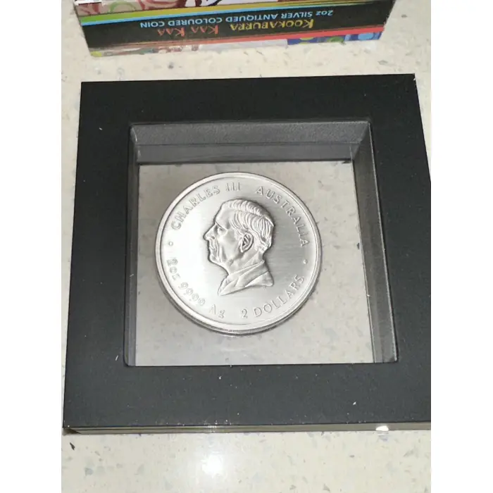 2024 2oz Silver Antiqued Coloured Coin Kaa Kaa Kookaburra 